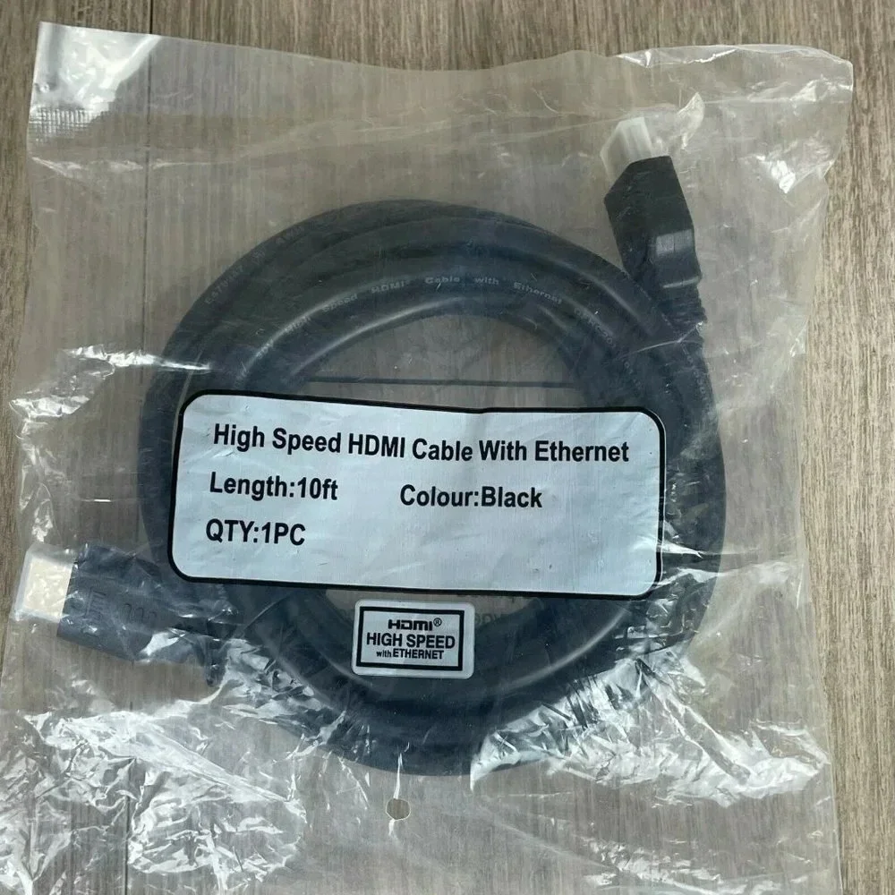 HDMI Cable High Speed With Ethernet Type A Black 10 ft. (Only 1 Piece)